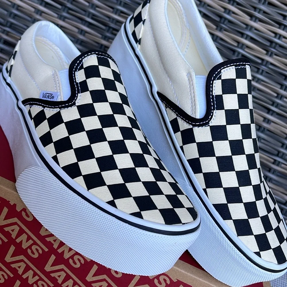 Vans WMNS Classic Slip-On Stackf Checkerboard Black/Classi VN0A7Q5RTYQ Platforms